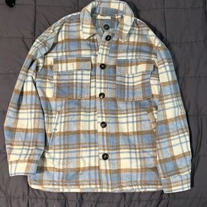12th tribe blue plaid shacket